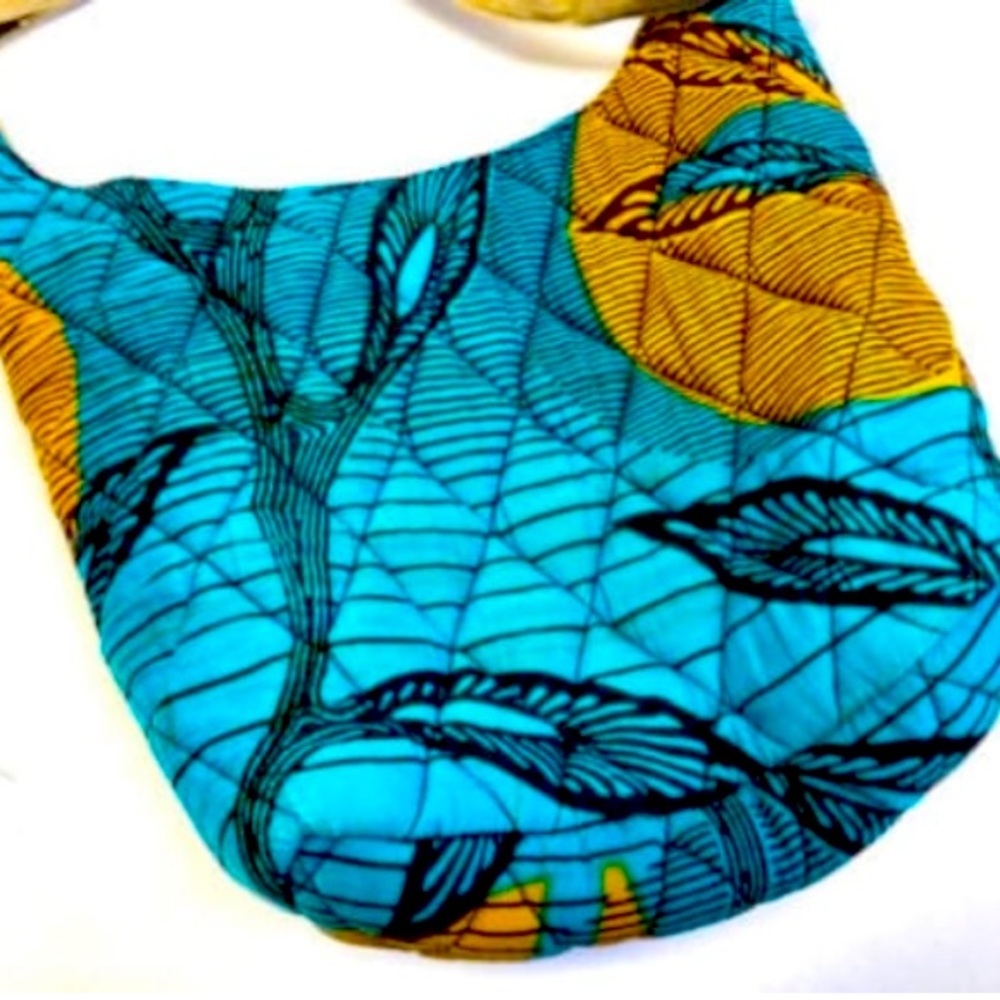 Vintage 1970's Shoulder Bag Turquoise Blue Purse Quilted Purse